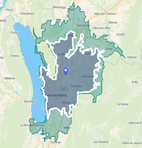 Zones de déplacements aix-les-bains et alentours